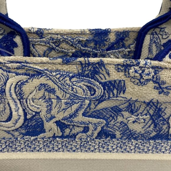 Auth DIOR/ChristianDior Book tote small bag Blue White Jacquard Tote Bag - Picture 14 of 16